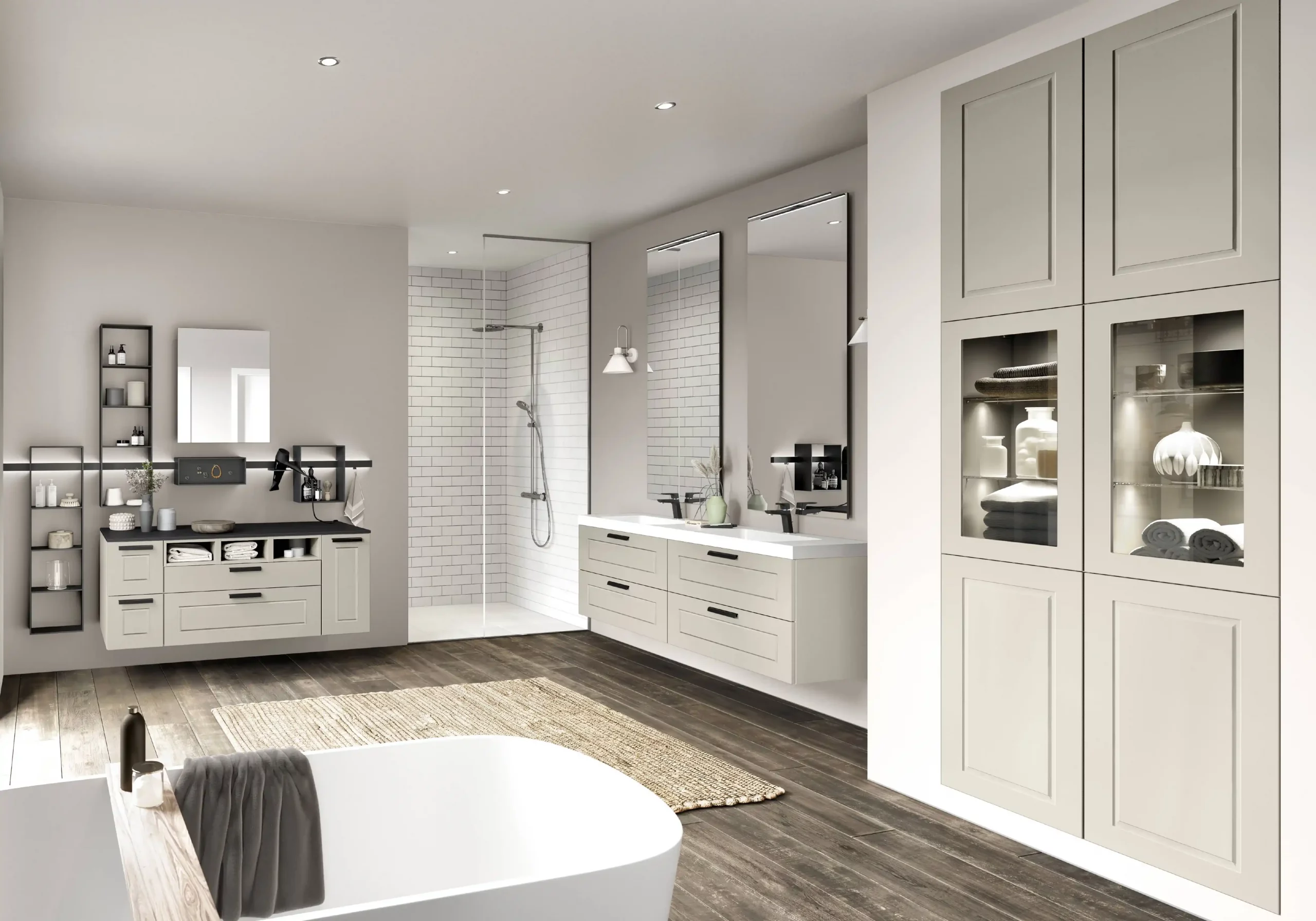 Salle de bain moderne avec meuble vasque sur mesure, aménagement signé KOA Kitchen à Remiremont
