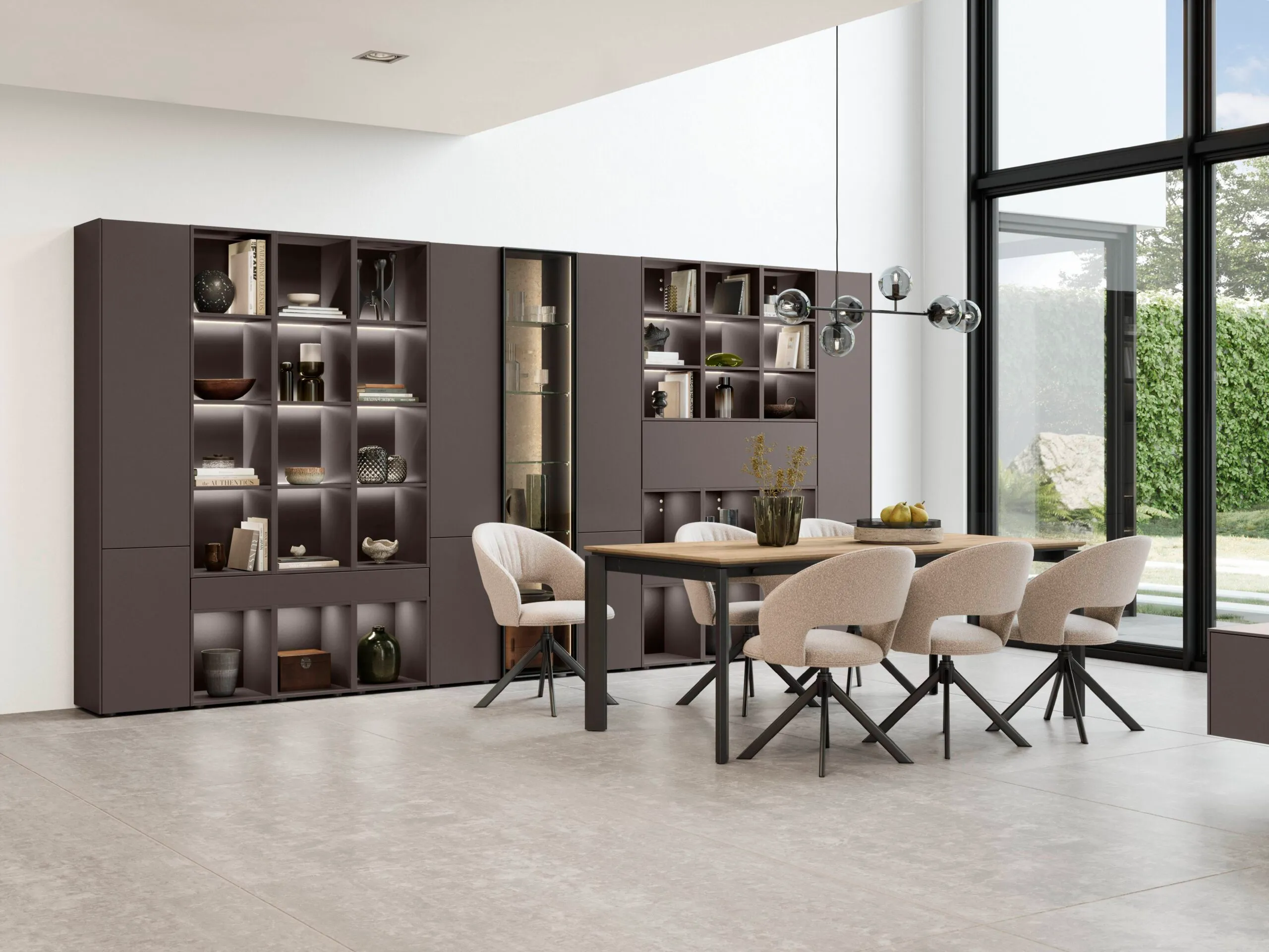 Salle à manger avec buffet et vaisselier sur mesure, aménagement KOA Kitchen dans les Vosges